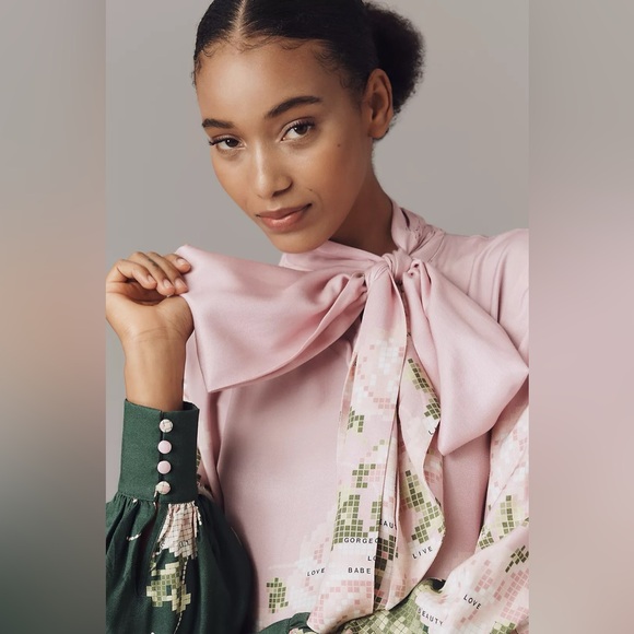 NWT Anthropologie Maeve Caroline Tie-Neck Mini Dress Pink Floral XXS - Picture 2 of 7